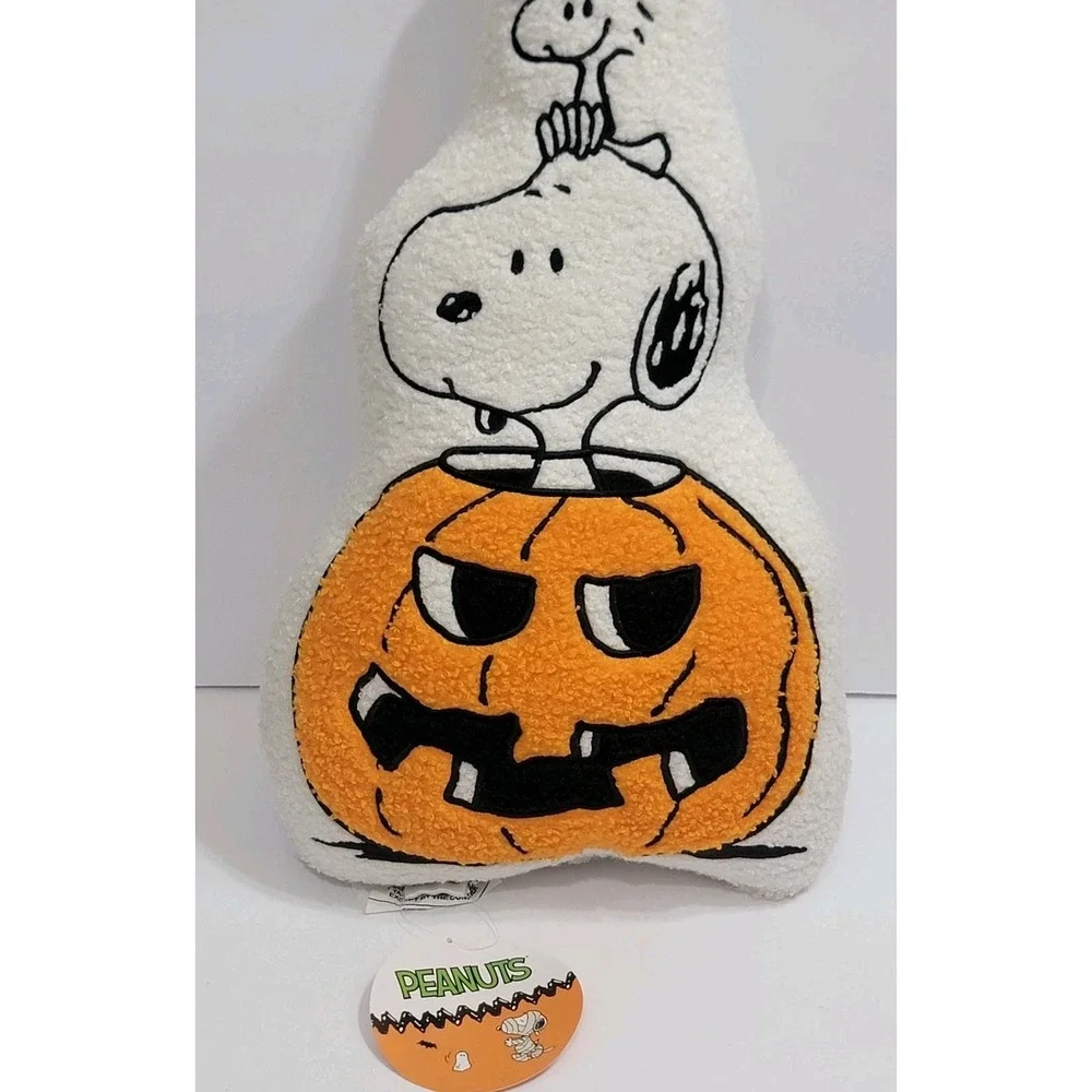 NEW Peanuts Snoopy & Woodstock Jack-O' Lantern Pumpkin Halloween Decor Pillow